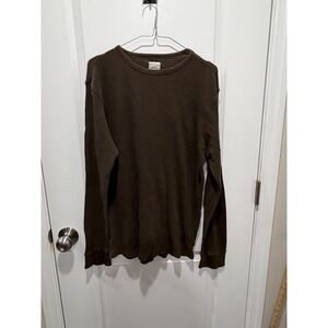 Merona‎ Mens Thermal Shirt Waffle Knit Brown Large